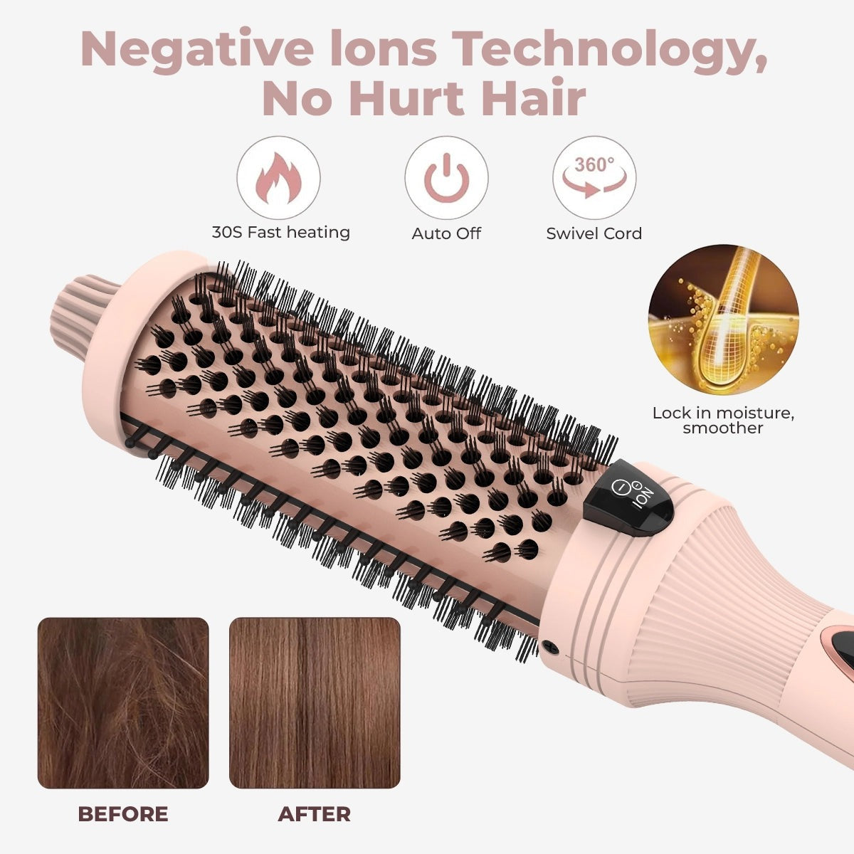 Cetosy™ 3-in-1 Pro Negative Ion Two PTC Heaters Thermal Brush