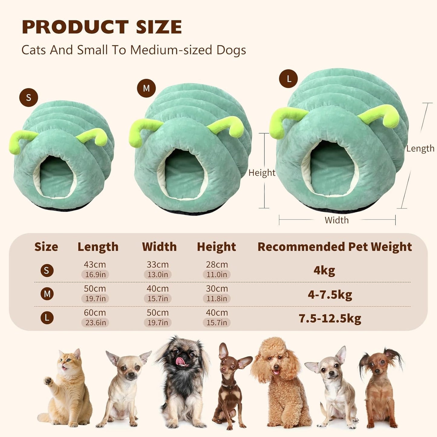 Cute Caterpillar Shape Pet House Bed QH4