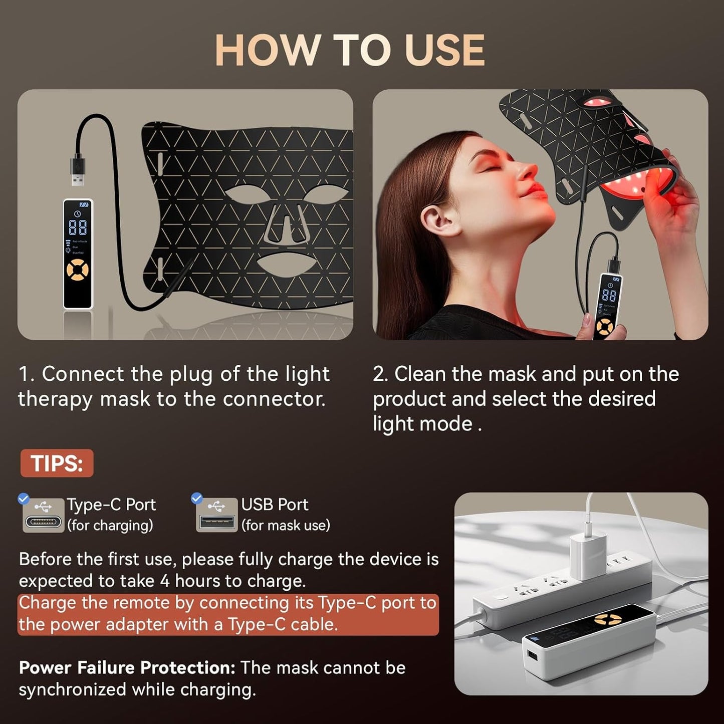 LED Light Therapy Mask – 630nm & 830nm Red Light for Skin Care at Home