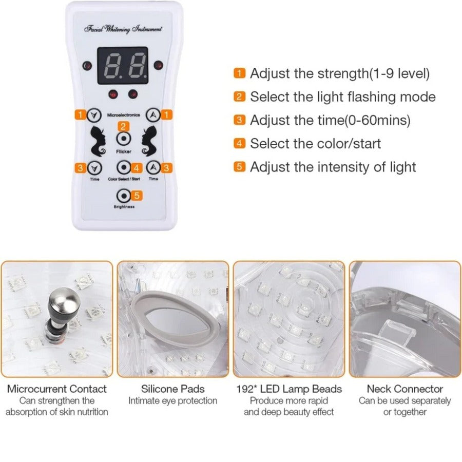 7 Colors LED Photon Light Therapy Mask - Face And Neck Treatment