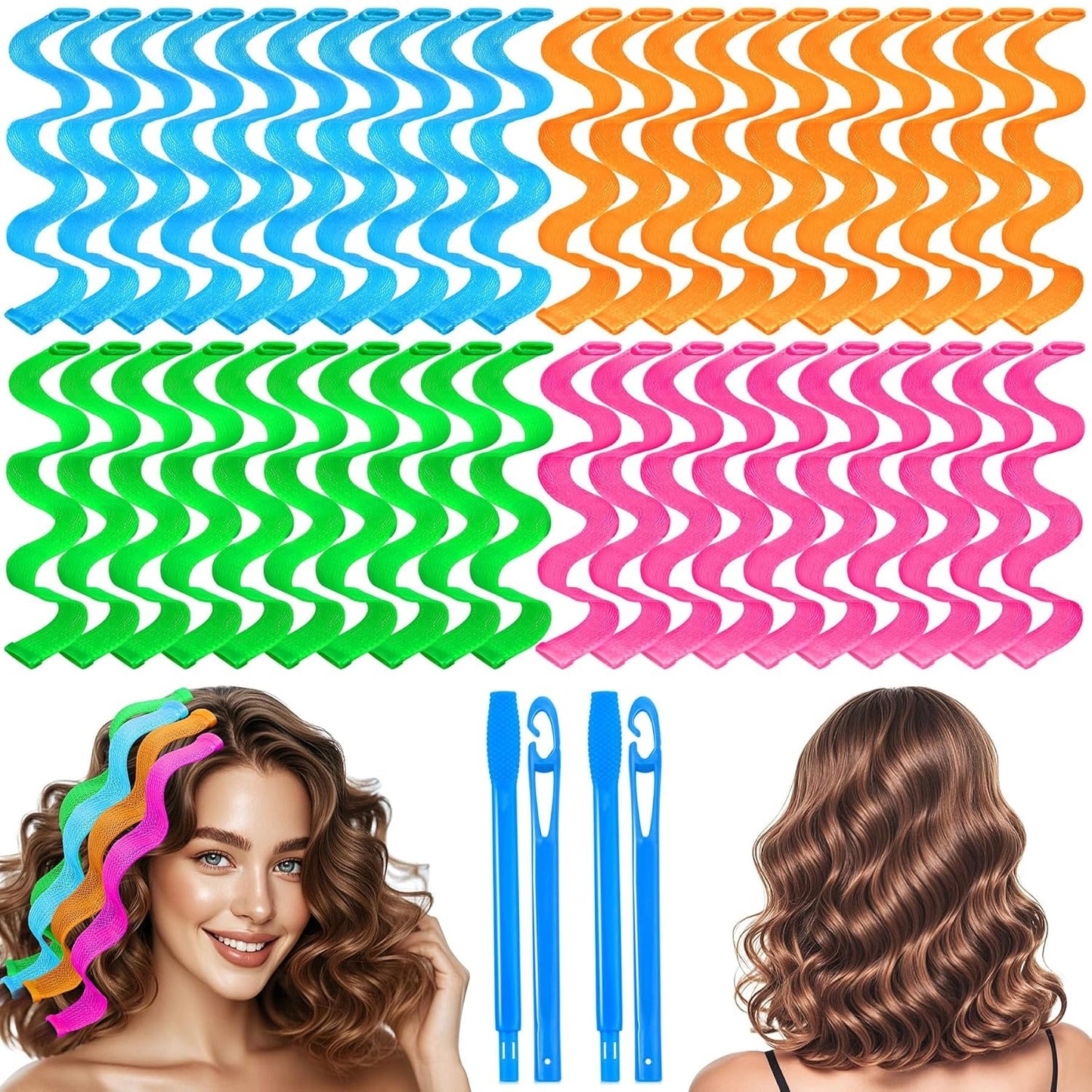 Heatless Waves Hair Curler - 40 Pcs