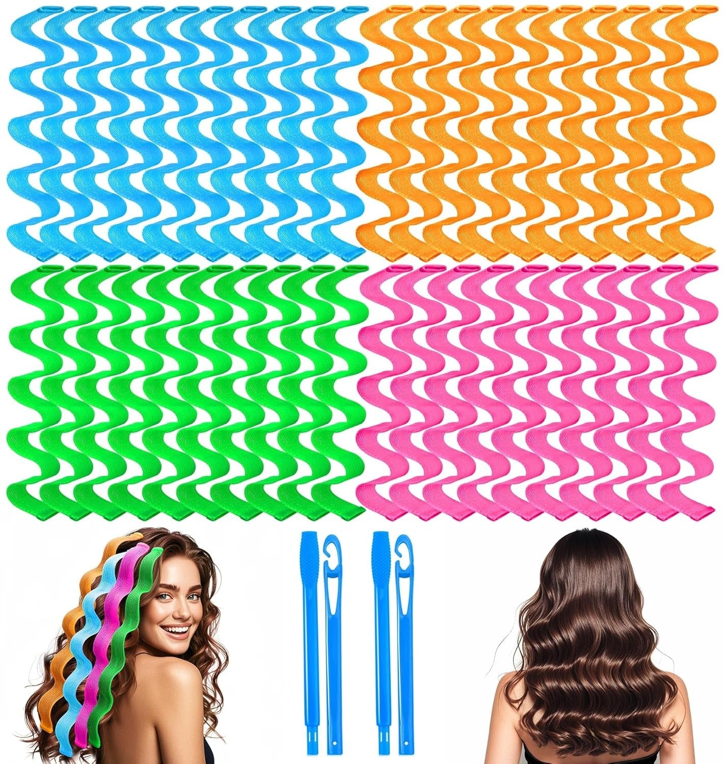 Heatless Waves Hair Curler - 40 Pcs