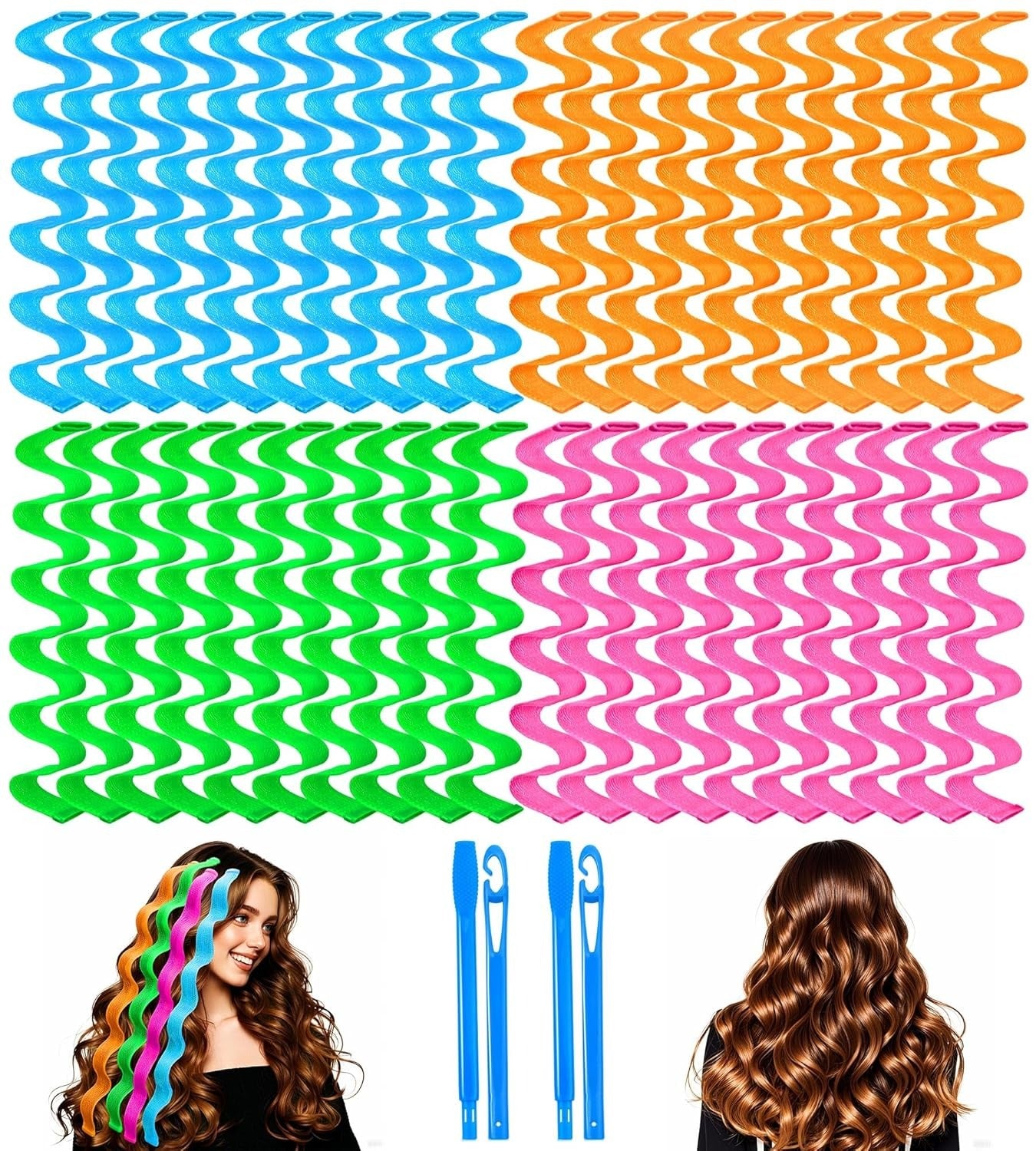 Heatless Waves Hair Curler - 40 Pcs