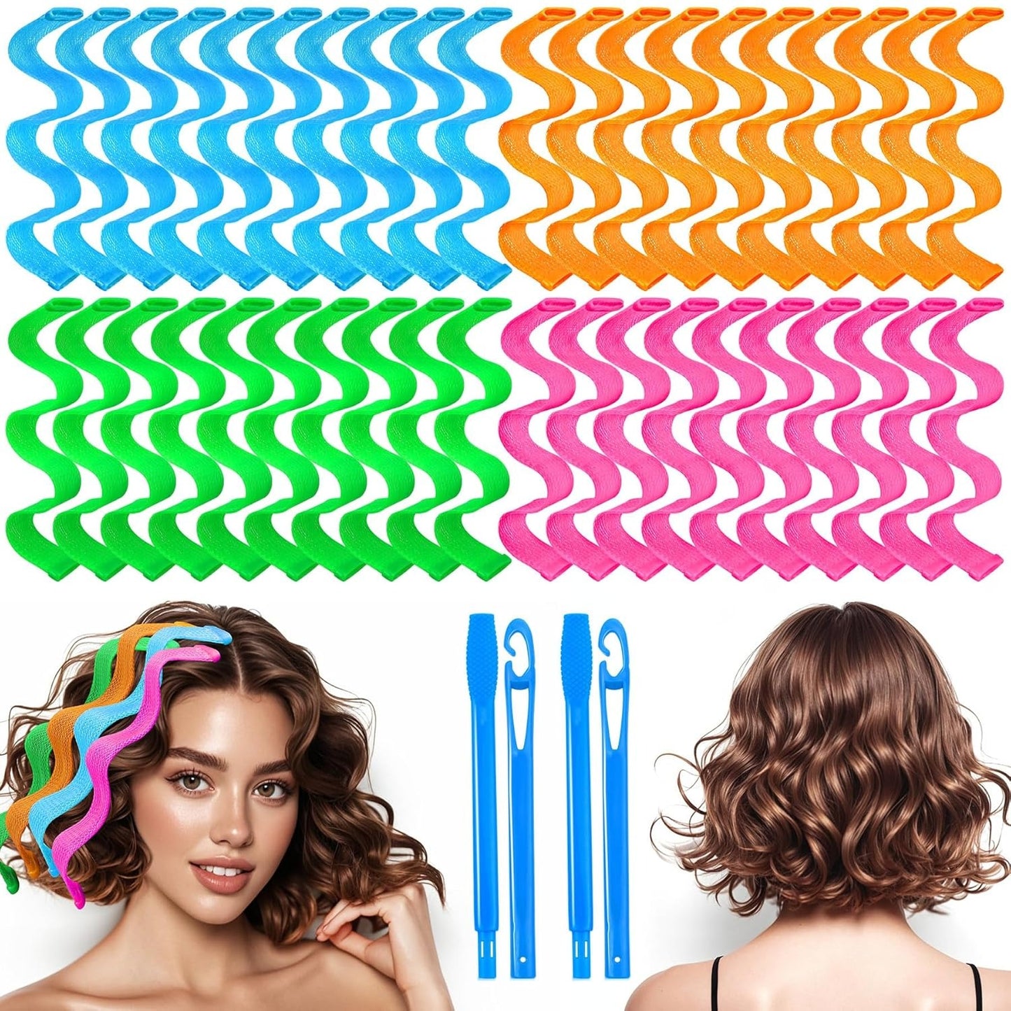 Heatless Waves Hair Curler - 40 Pcs