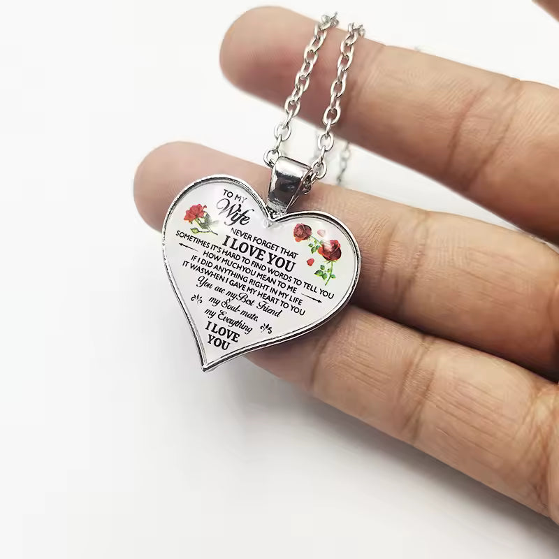 "To My Mom Never Forget That I Love You" Heart Necklace