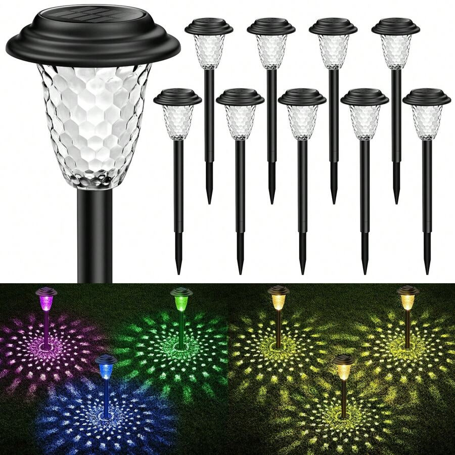 Solar Pathway Lights, IP65 Waterproof RGB & Warm White Outdoor Landscape Lighting LD64