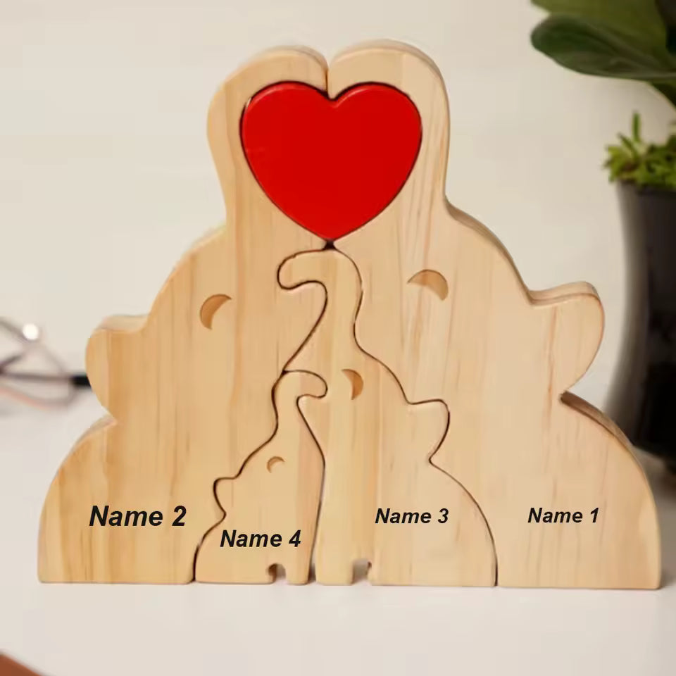 Personalized Hugging Elephant Family Puzzle