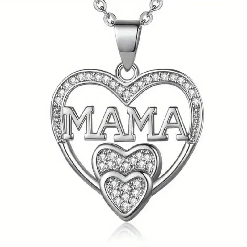 MAMA Double Heart Pendant Necklace