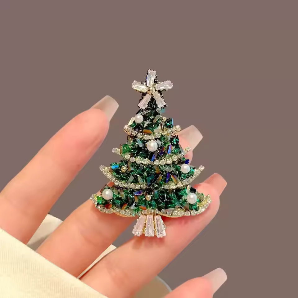 Crystal Christmas Tree Brooch
