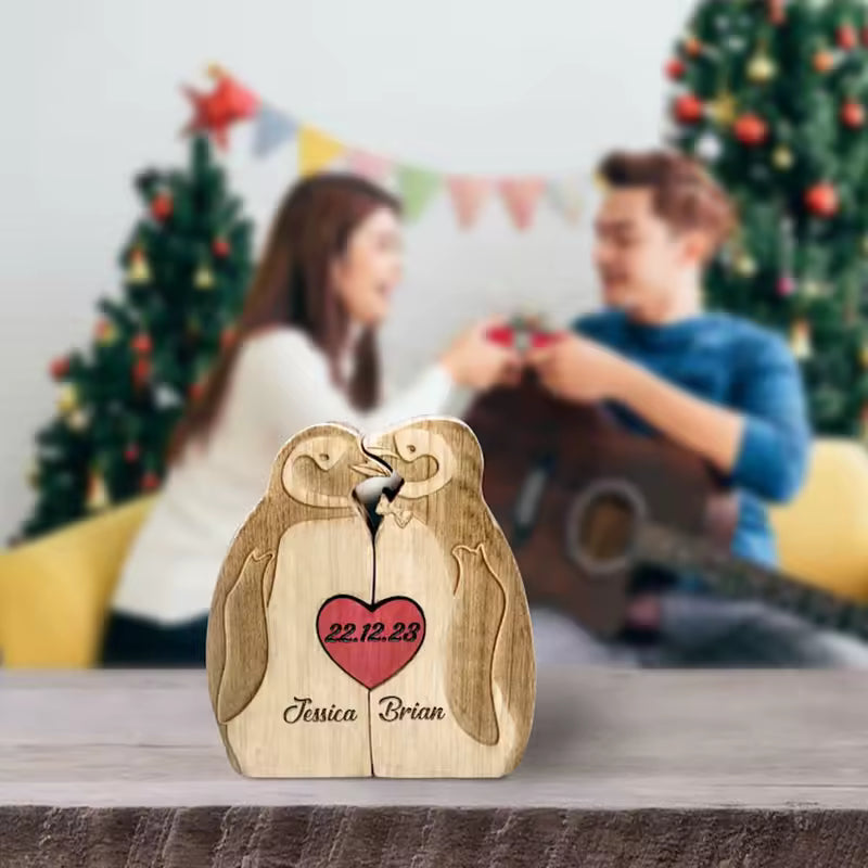 Personalized Wooden Penguin Family Puzzle