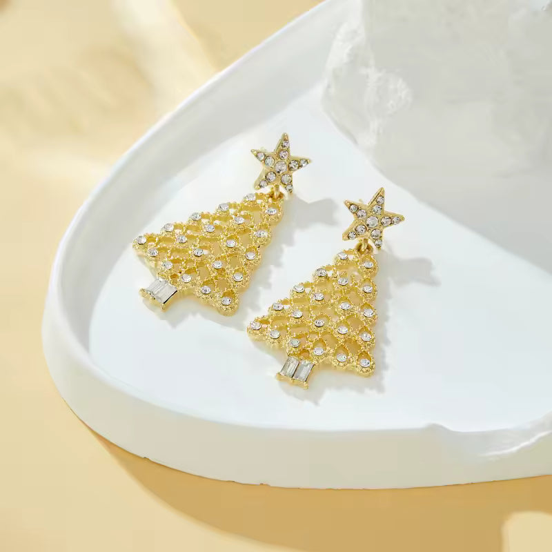 Christmas Tree Shiny Pendant Earrings