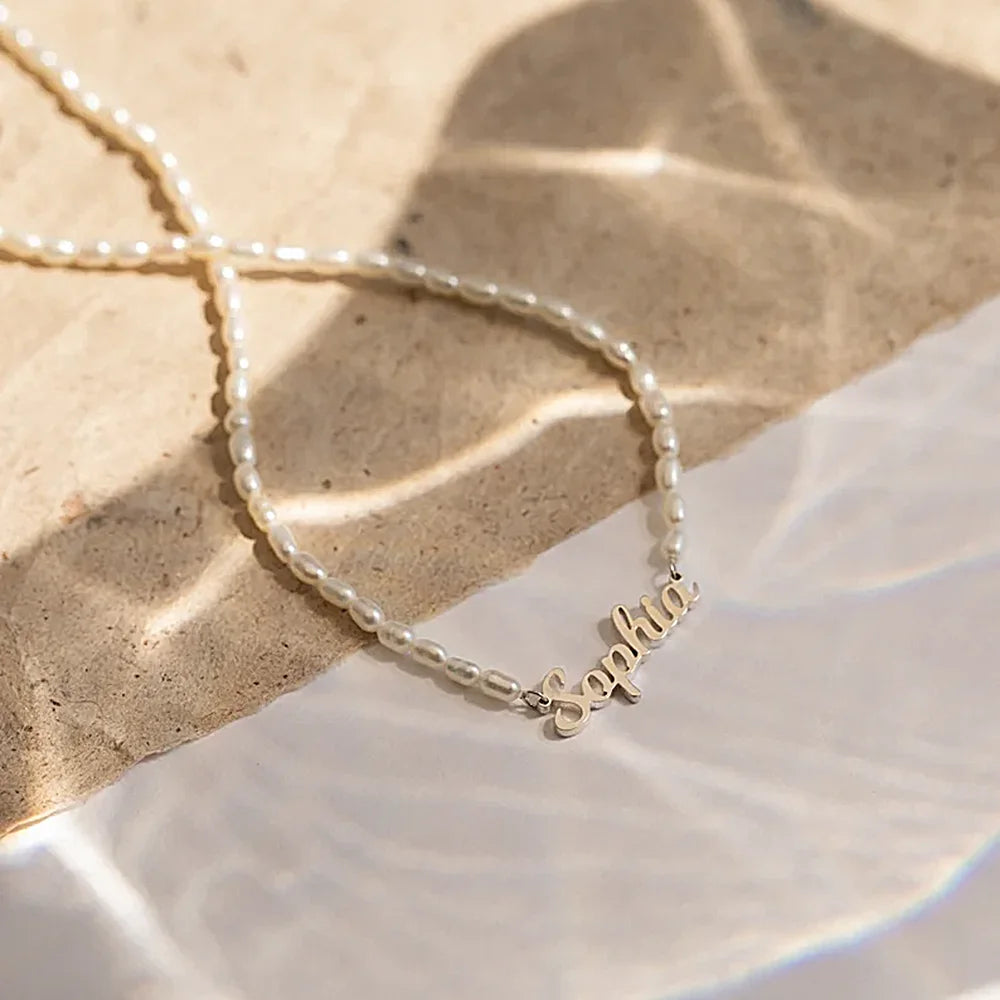 Customized Pearl Name Necklace