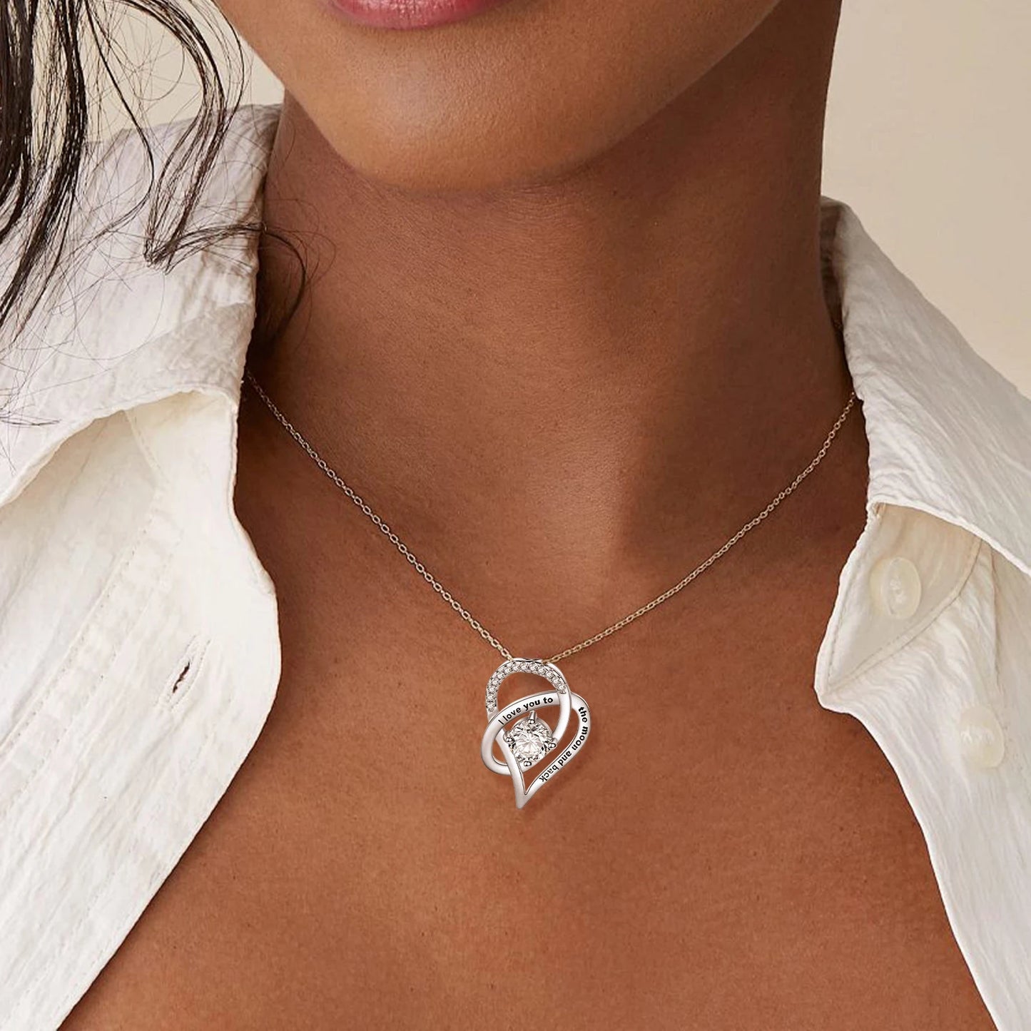 "I Love You to the Moon and Back" Engraving Necklace for Daughter from Dad
