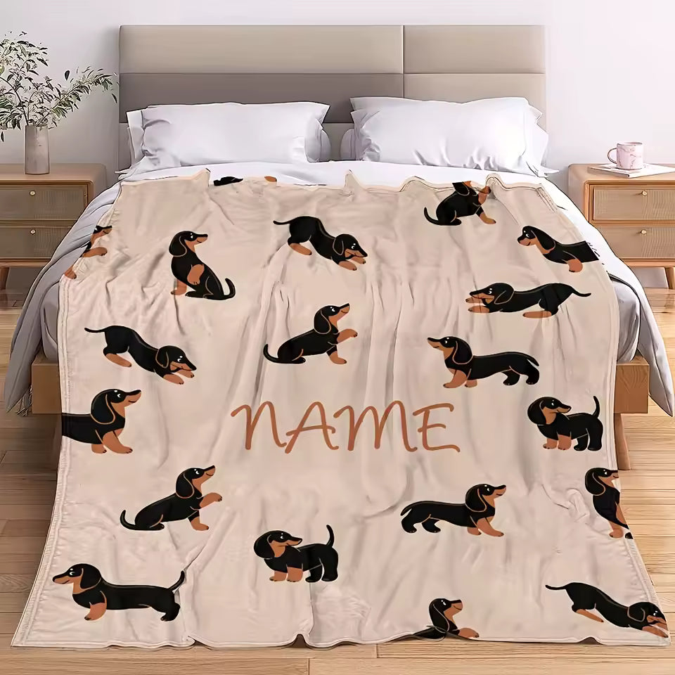 Custom Name Dachshund Blanket