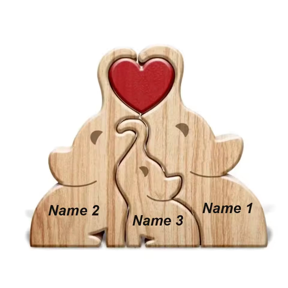 Personalized Hugging Elephant Family Puzzle