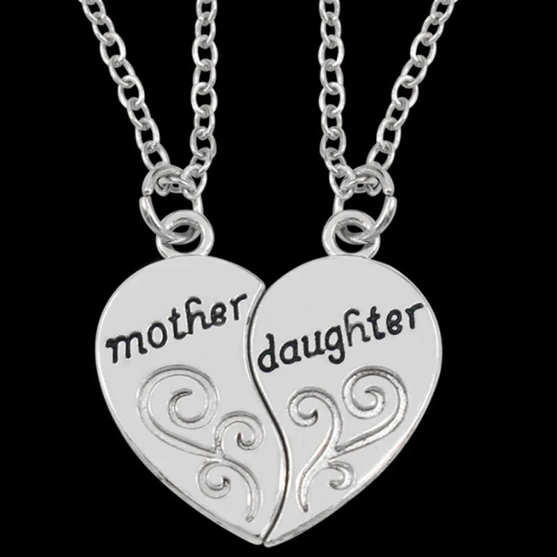 “Two Halves, One Heart” – Mother Daughter Necklace Set