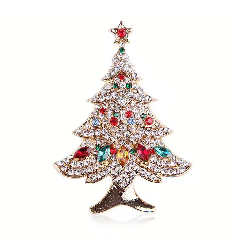 Exquisite Christmas Tree Crystal Brooch
