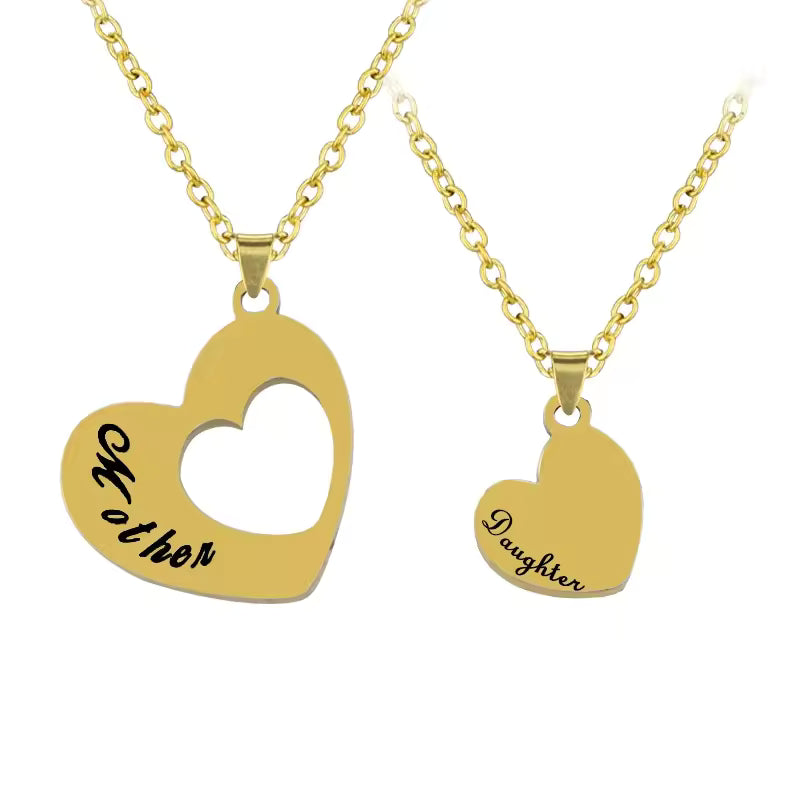 Daughter in Mother's Heart Necklace Set