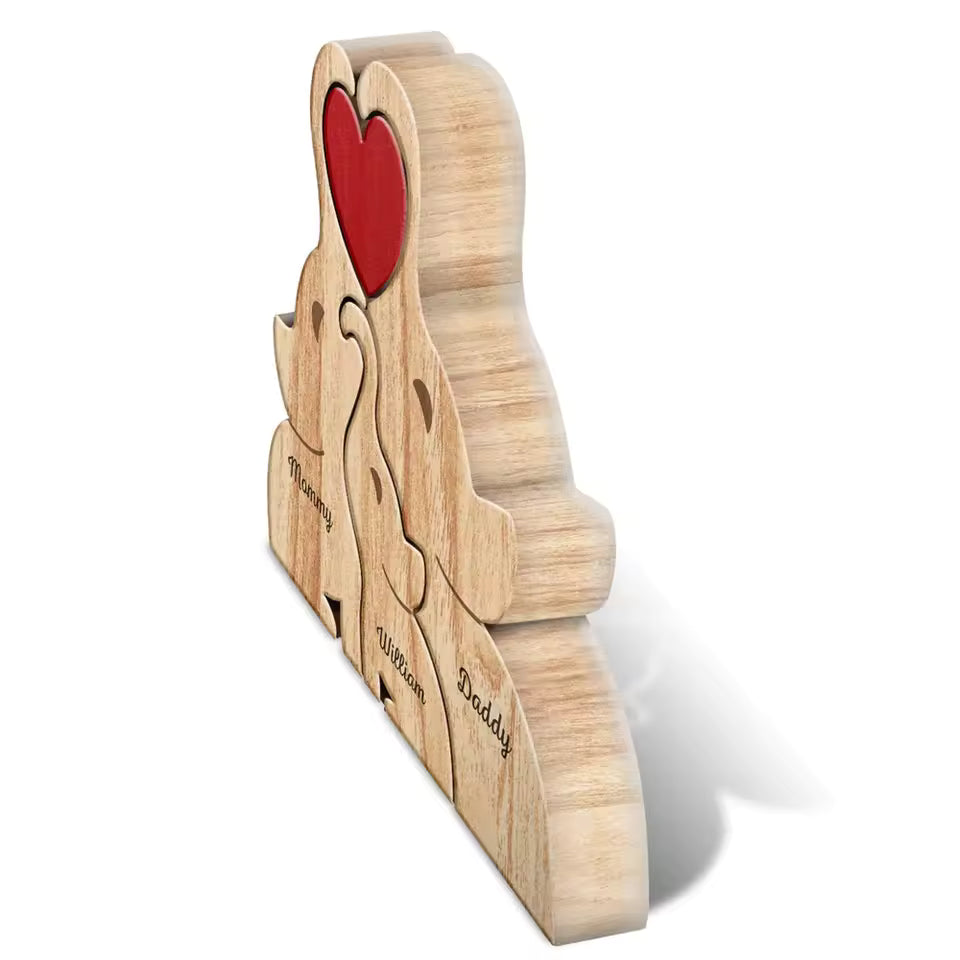 Personalized Hugging Elephant Family Puzzle