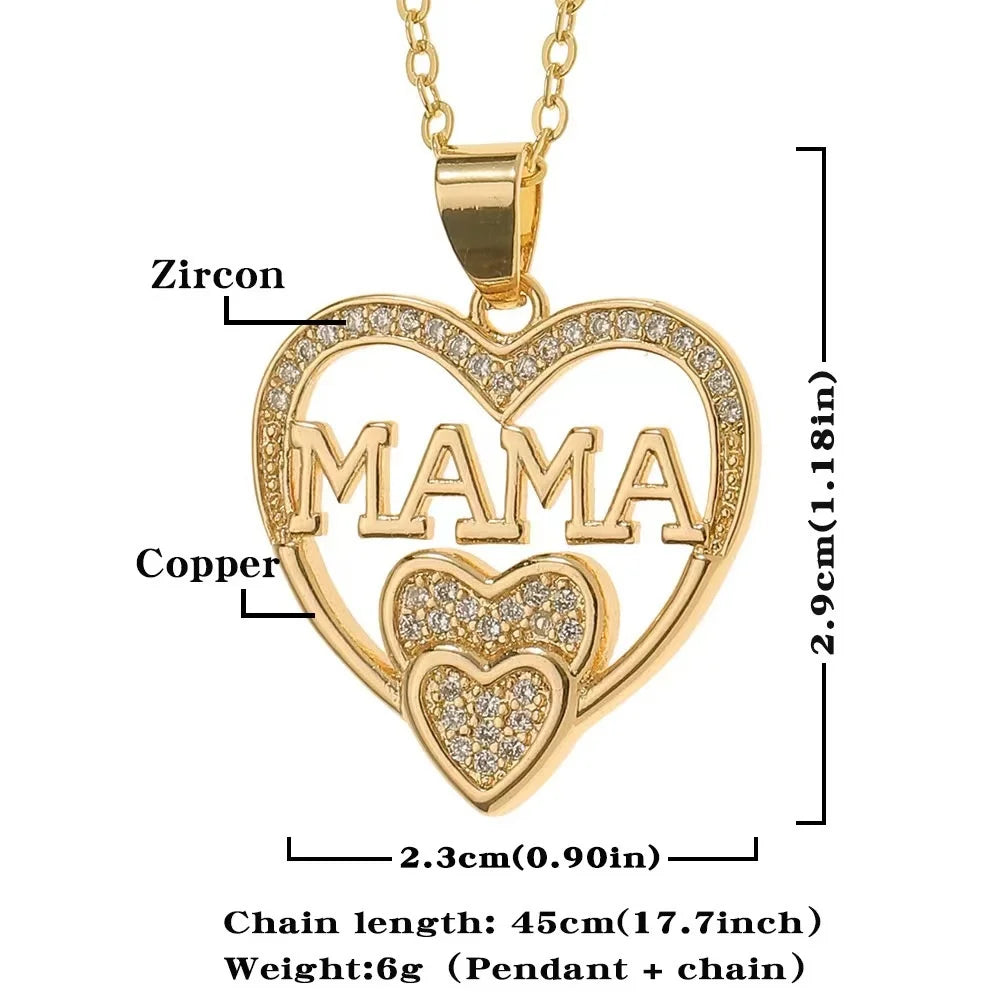 MAMA Double Heart Pendant Necklace