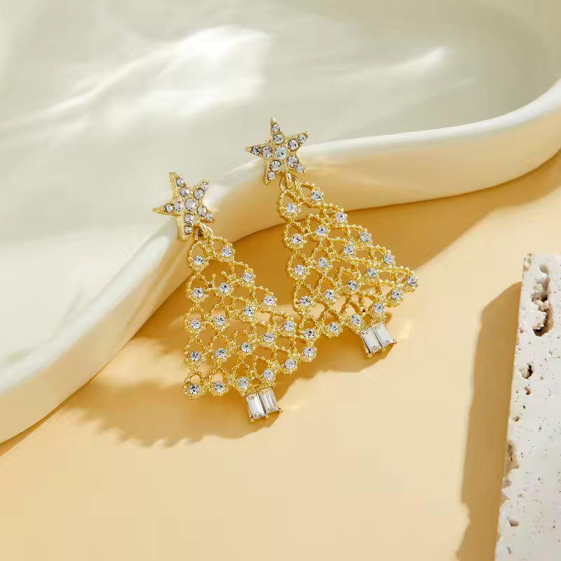Christmas Tree Shiny Pendant Earrings