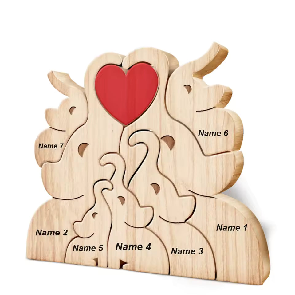 Personalized Hugging Elephant Family Puzzle