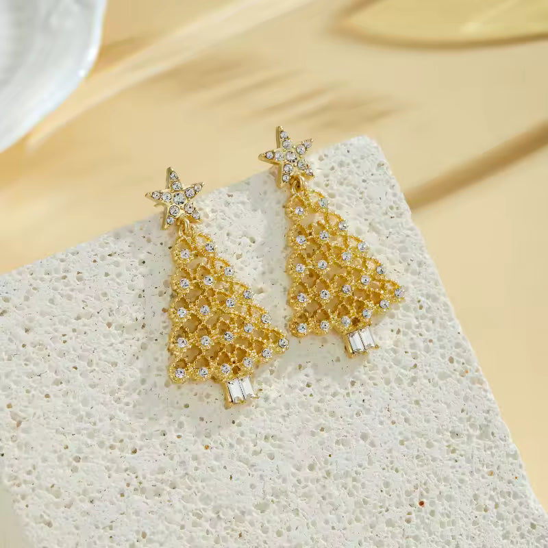Christmas Tree Shiny Pendant Earrings