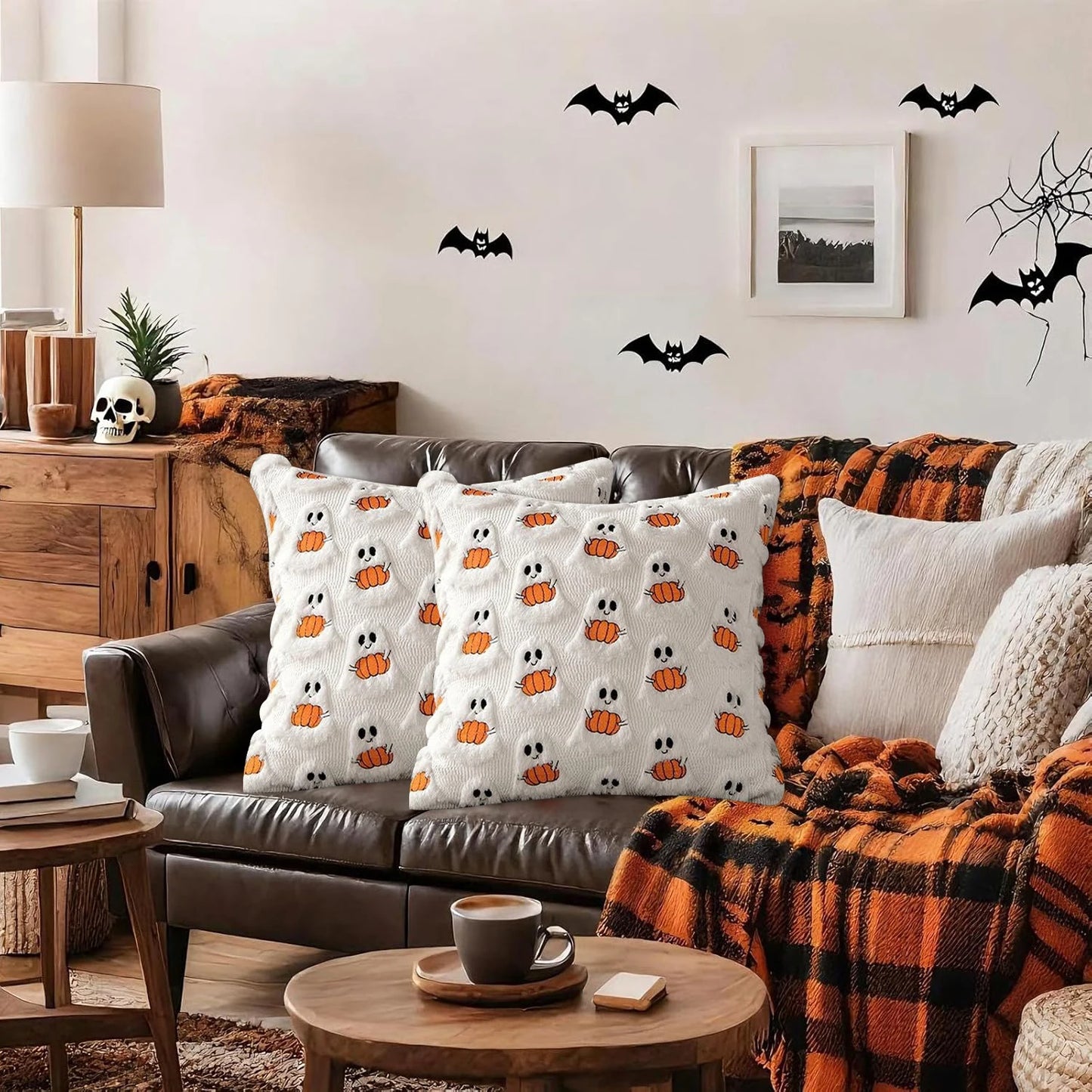 Ghost Hugging Pumpkin Pillow Cover