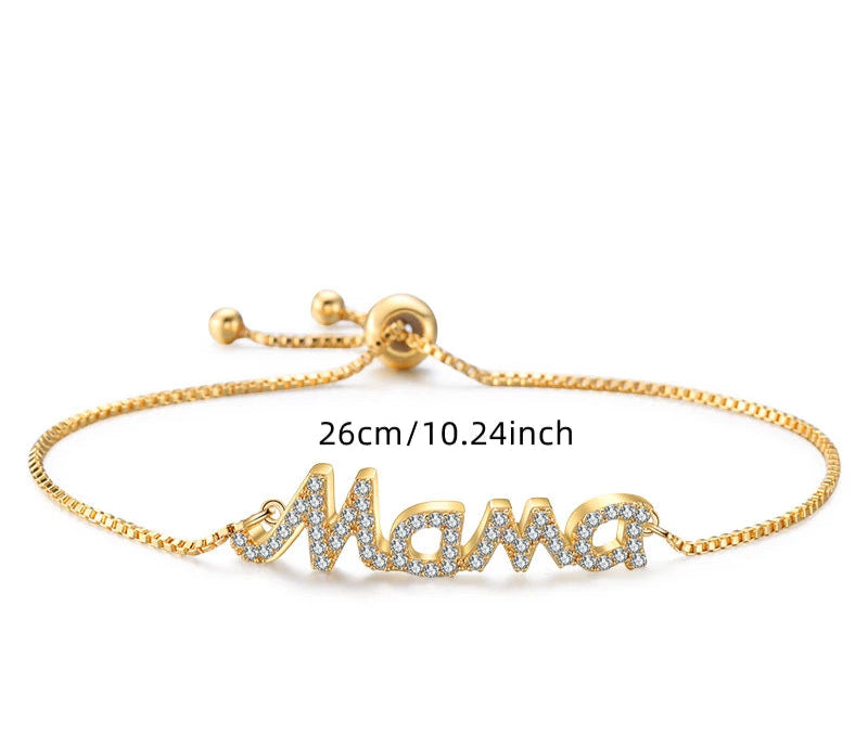 Mama Letter Zircon Bracelet