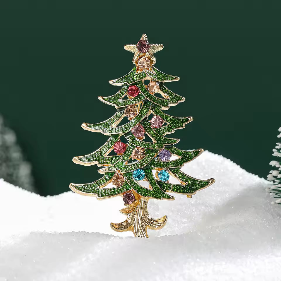 Christmas Rhinestone Christmas Tree Brooch