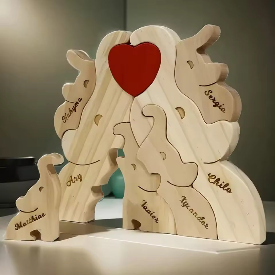 Personalized Hugging Elephant Family Puzzle
