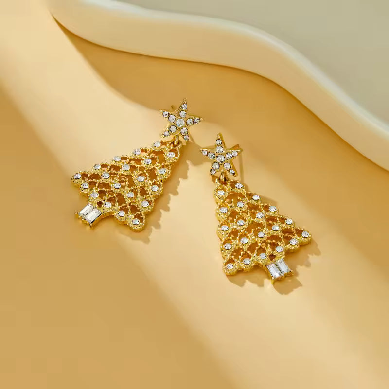 Christmas Tree Shiny Pendant Earrings