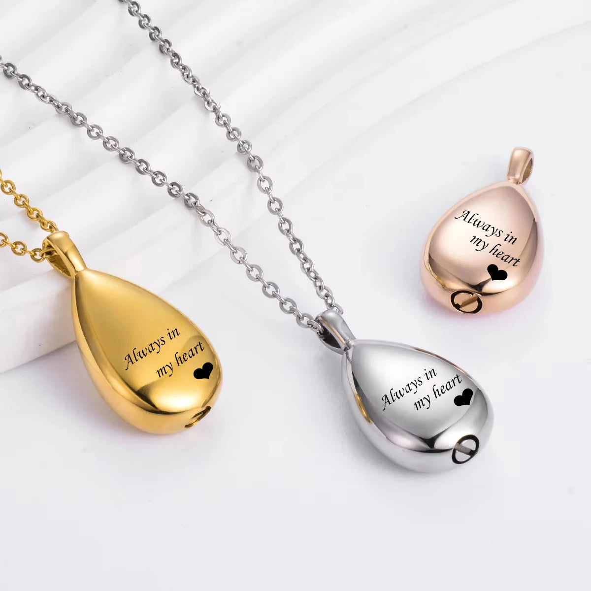 Always In My Heart Memorial Teardrop Necklace