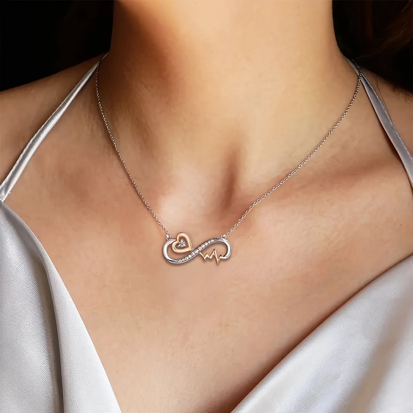To My Beautiful Granddaughter Infinite Love and Heartbeat Necklace