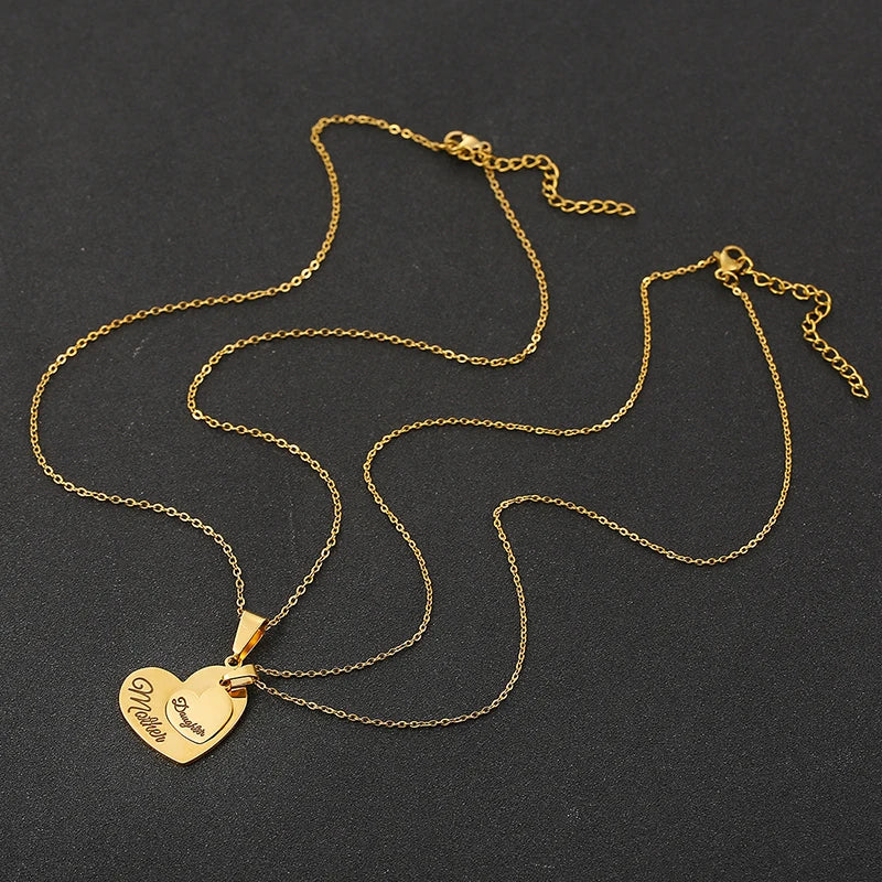 Daughter in Mother's Heart Necklace Set