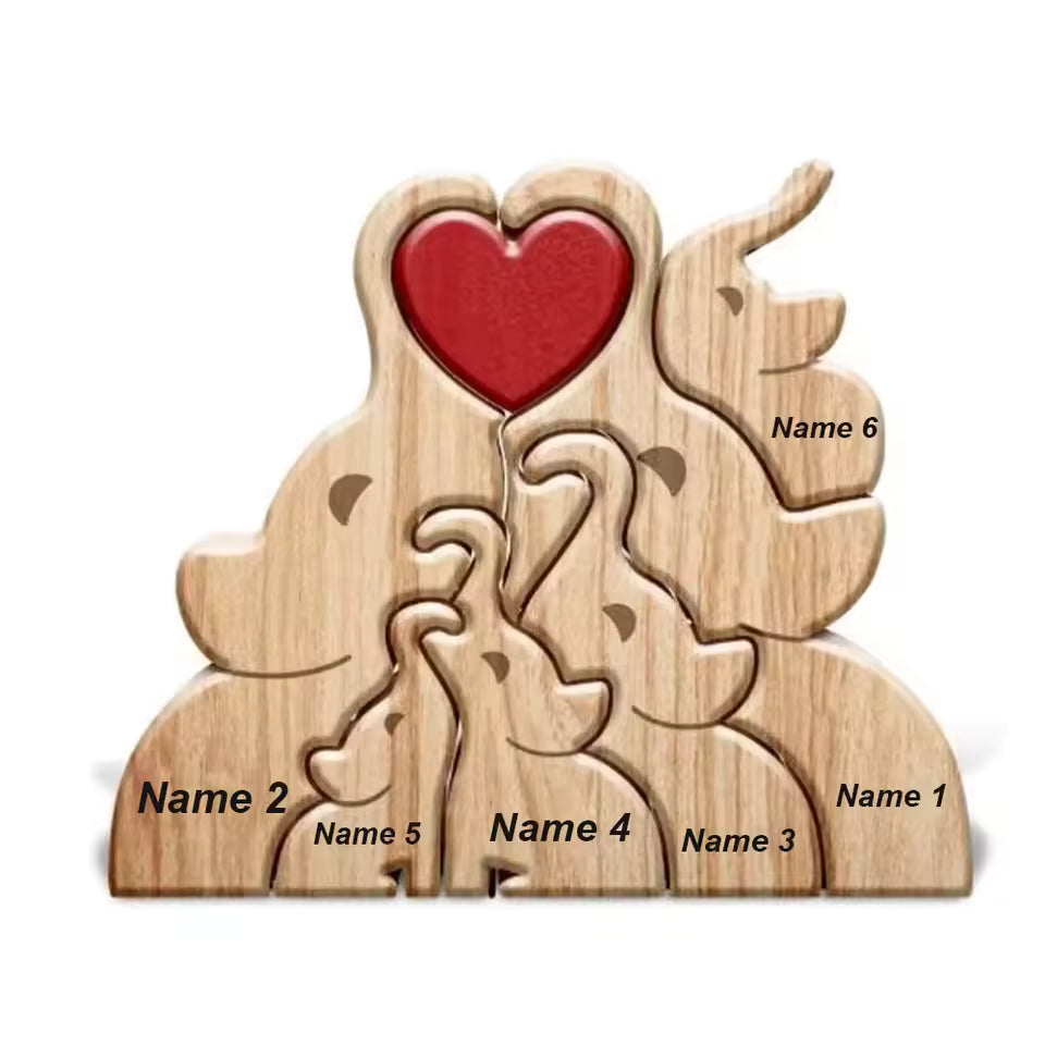 Personalized Hugging Elephant Family Puzzle