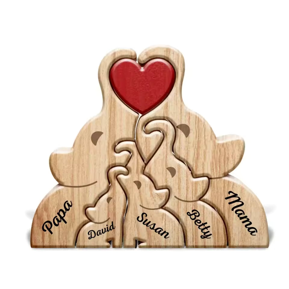 Personalized Hugging Elephant Family Puzzle