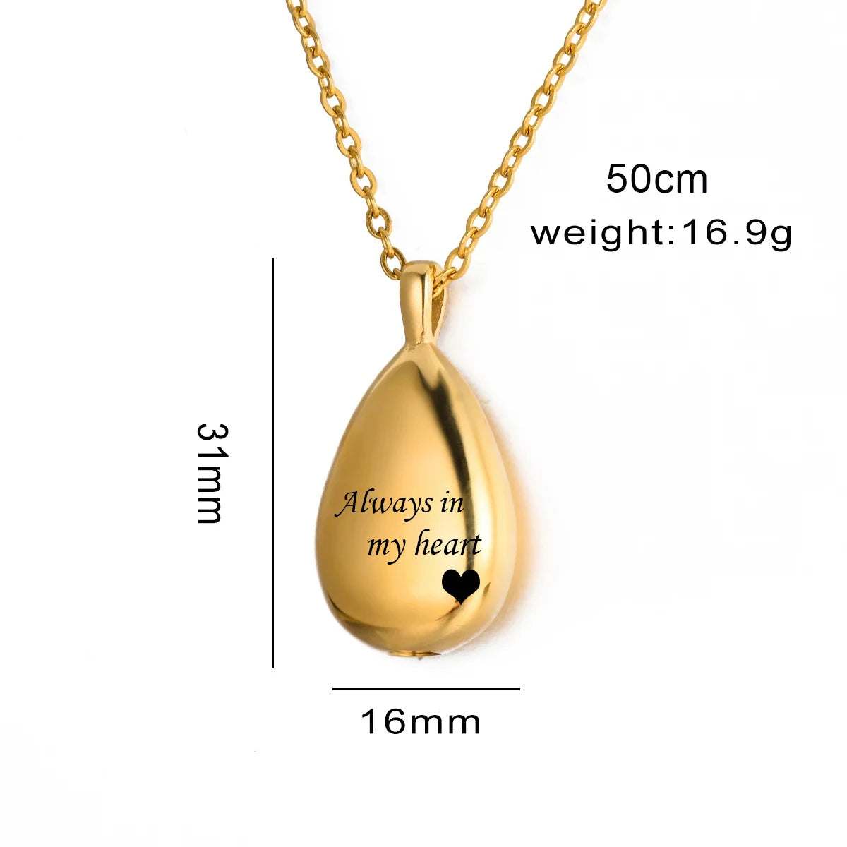 Always In My Heart Memorial Teardrop Necklace