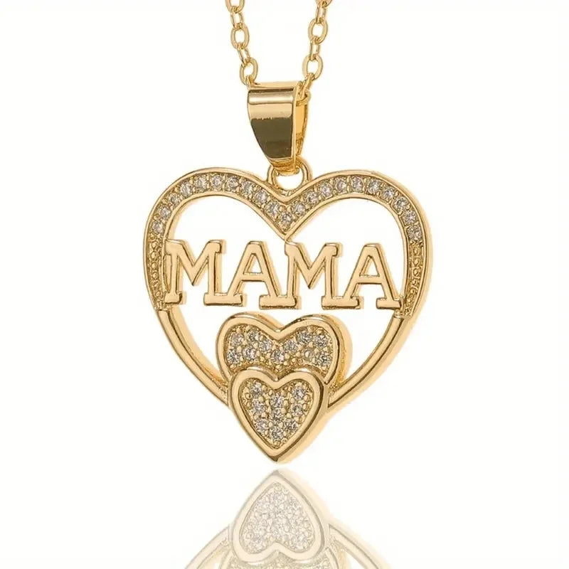 MAMA Double Heart Pendant Necklace