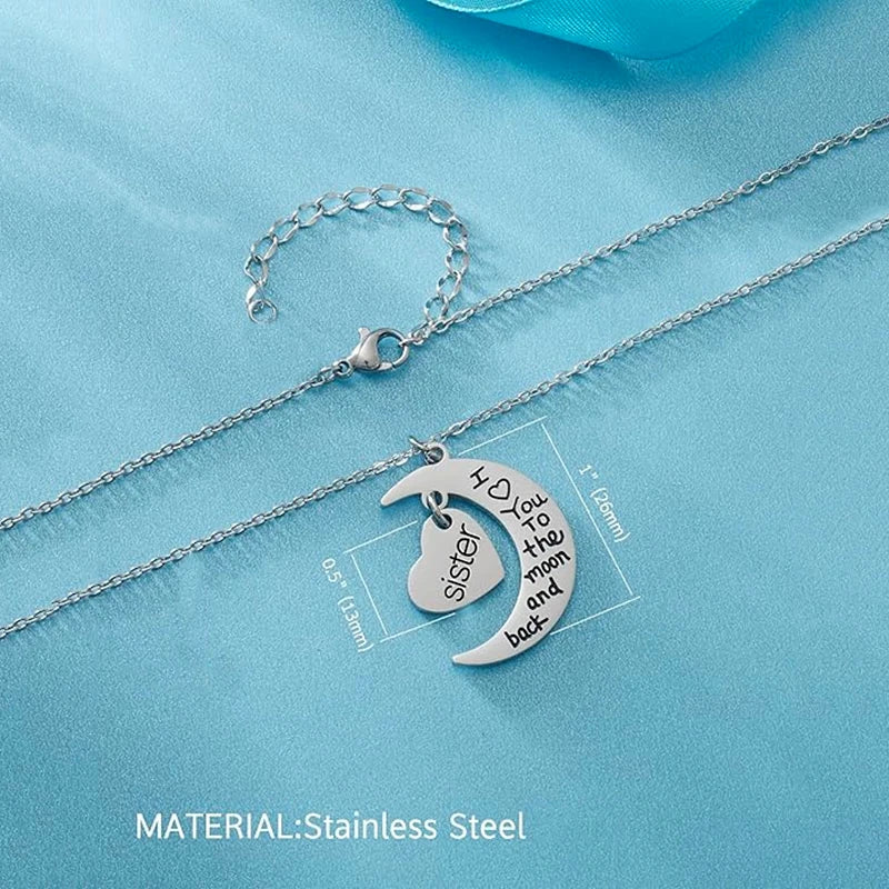 Sister I Love You To The Moon and Back Necklace