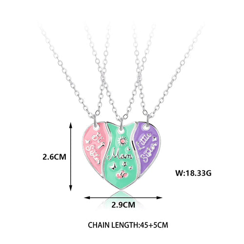 Big Sister Mom Little Sister Necklace Set - 3 Pieces/Set