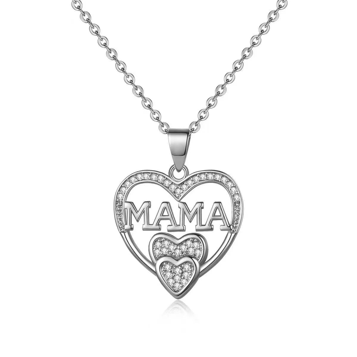 MAMA Double Heart Pendant Necklace