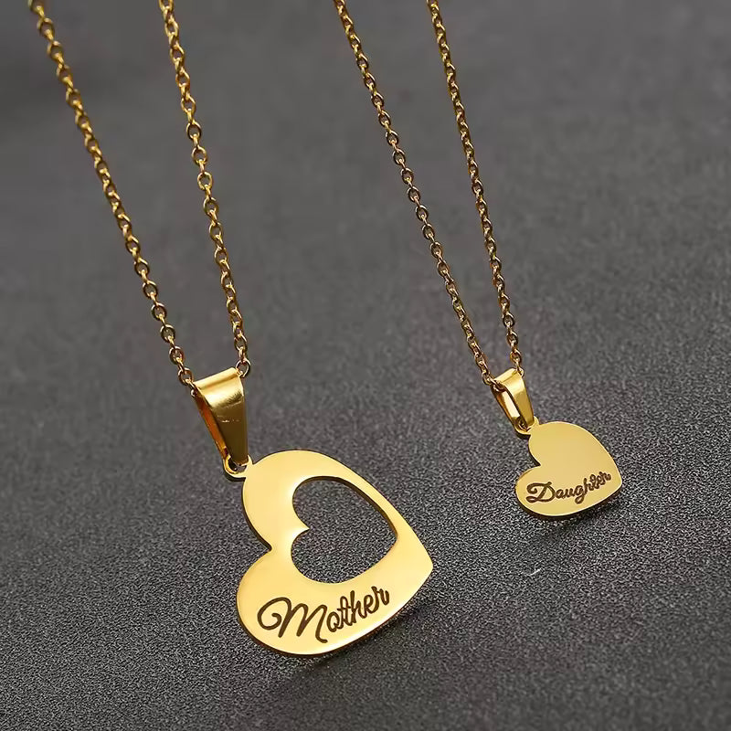 Daughter in Mother's Heart Necklace Set