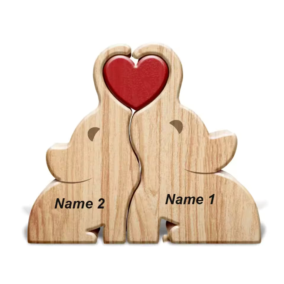 Personalized Hugging Elephant Family Puzzle