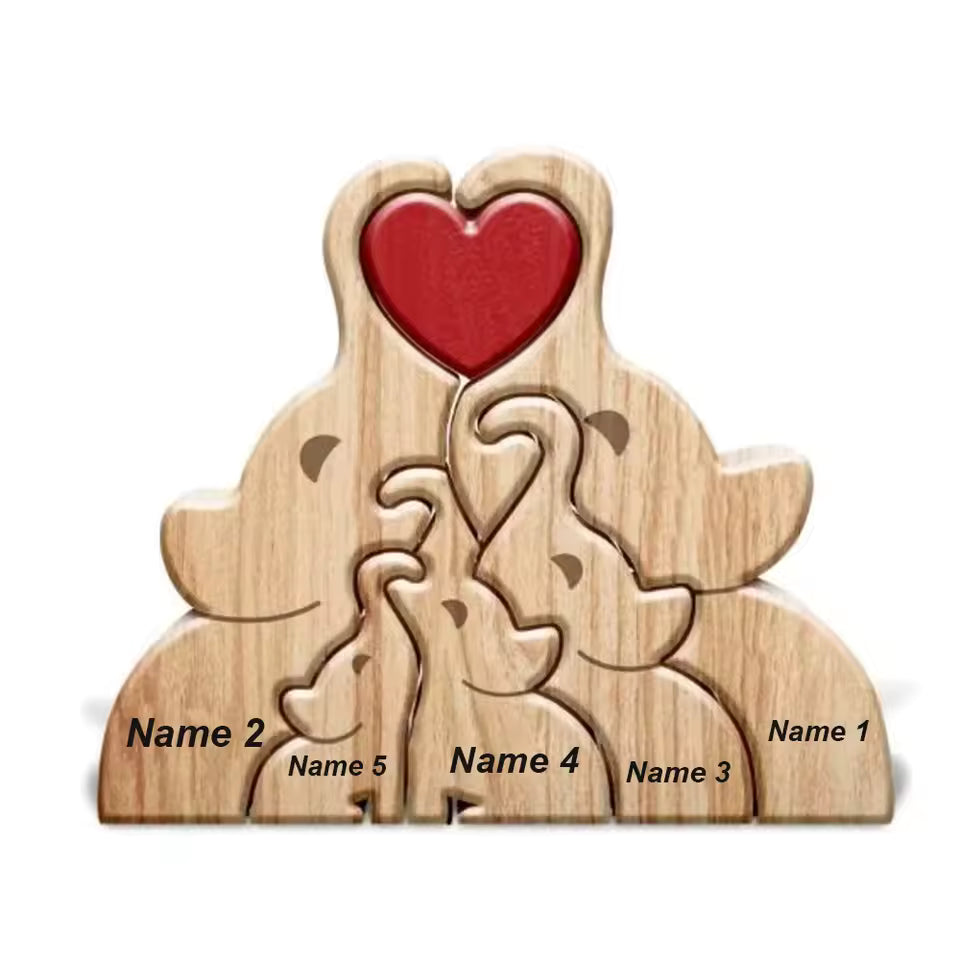 Personalized Hugging Elephant Family Puzzle