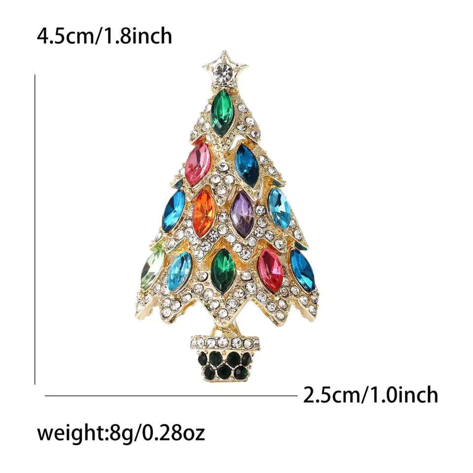 Rhinestone Christmas Tree Brooch