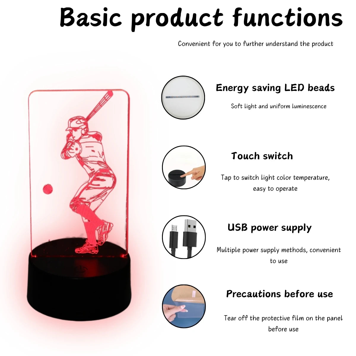 “For the Love of the Game” Softball 3D LED Night Light