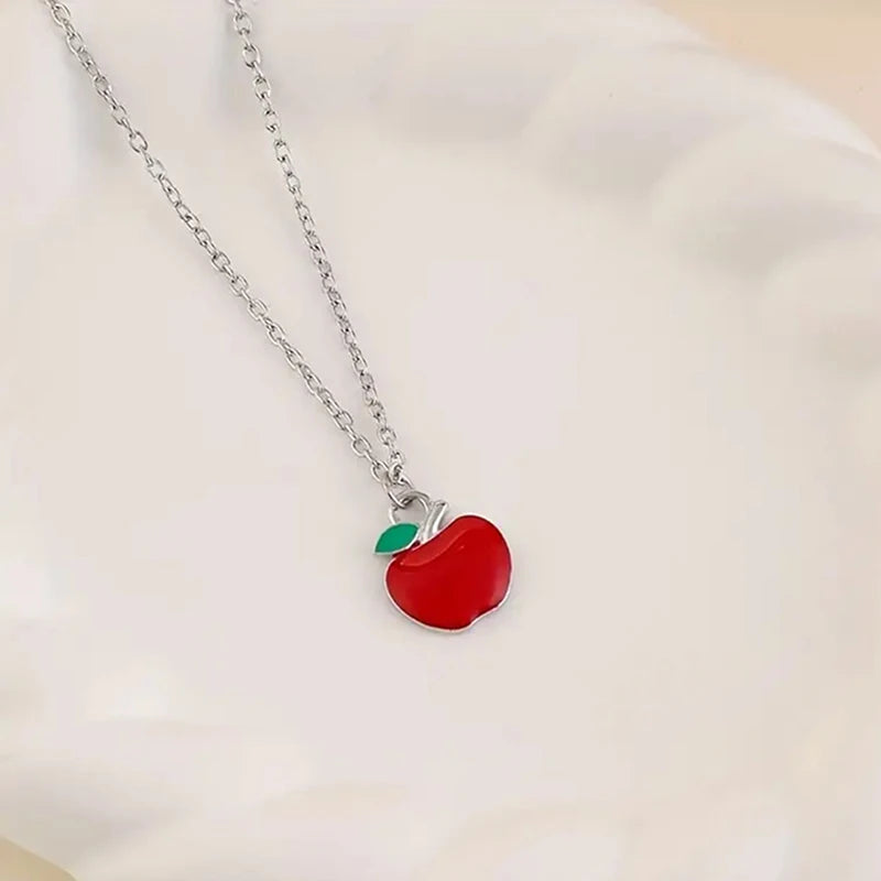 To The Best Teacher Red Apple Pendant Necklace