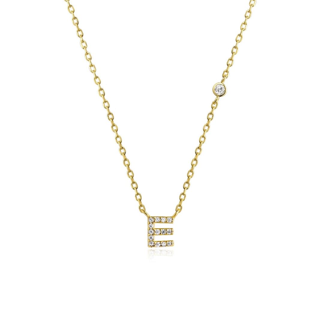Stone Letter Necklace - Gold