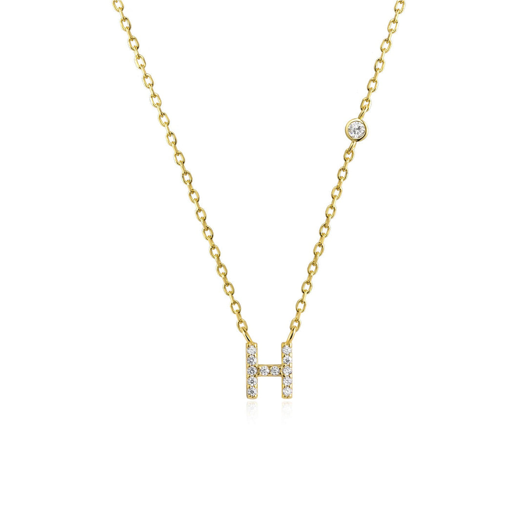 Stone Letter Necklace - Gold